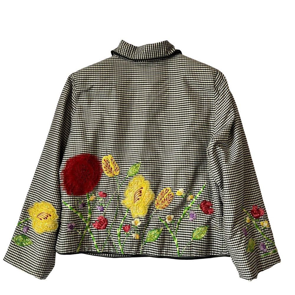 Vintage ANAGE jacket: gingham, embroidered, beaded, sequined, floral details - Picture 10 of 17
